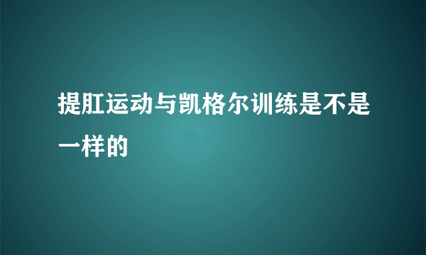 提肛运动与凯格尔训练是不是一样的