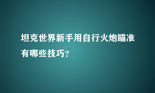 坦克世界新手用自行火炮瞄准有哪些技巧？