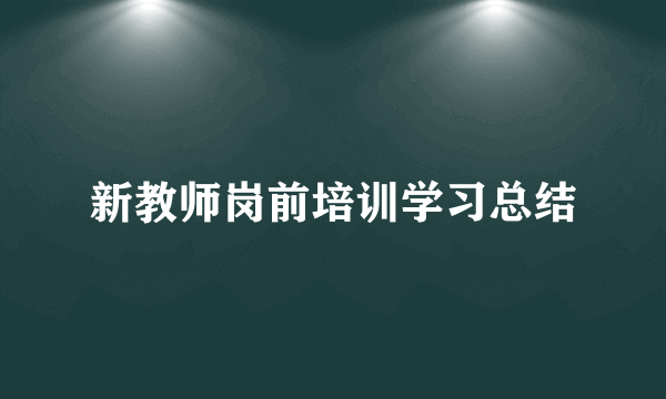 新教师岗前培训学习总结