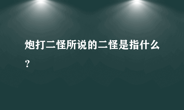 炮打二怪所说的二怪是指什么？