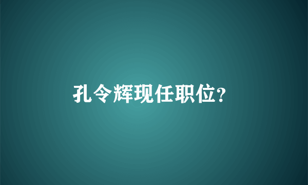 孔令辉现任职位？