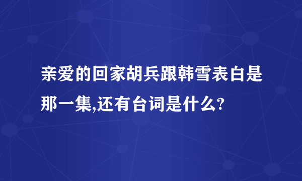 亲爱的回家胡兵跟韩雪表白是那一集,还有台词是什么?