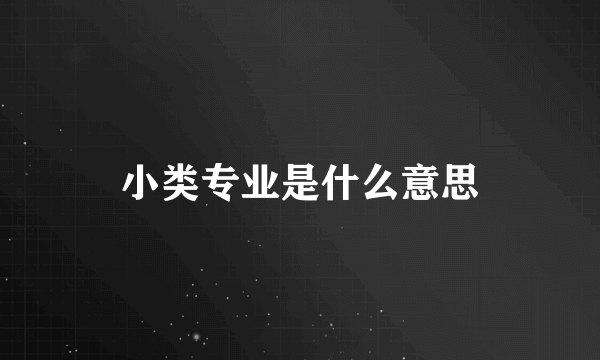 小类专业是什么意思