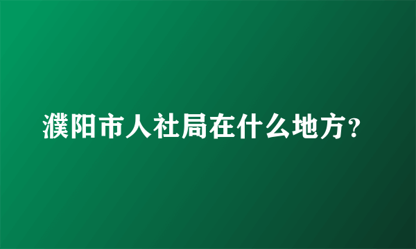 濮阳市人社局在什么地方？