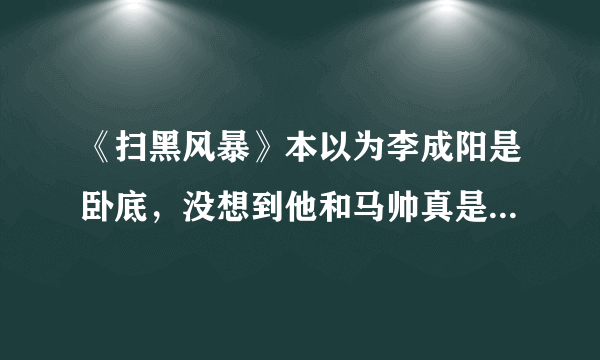 《扫黑风暴》本以为李成阳是卧底，没想到他和马帅真是交心的兄弟