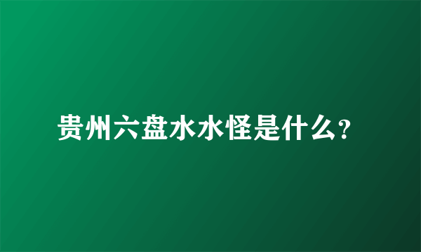 贵州六盘水水怪是什么？