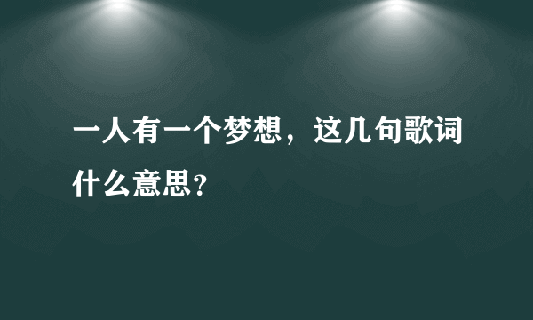 一人有一个梦想，这几句歌词什么意思？