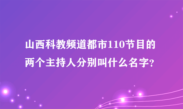 山西科教频道都市110节目的两个主持人分别叫什么名字？