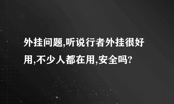 外挂问题,听说行者外挂很好用,不少人都在用,安全吗?