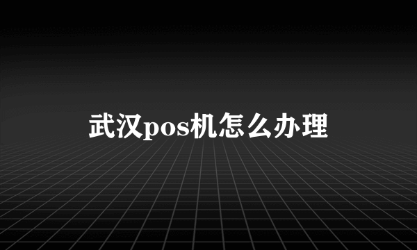 武汉pos机怎么办理