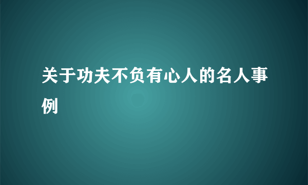 关于功夫不负有心人的名人事例