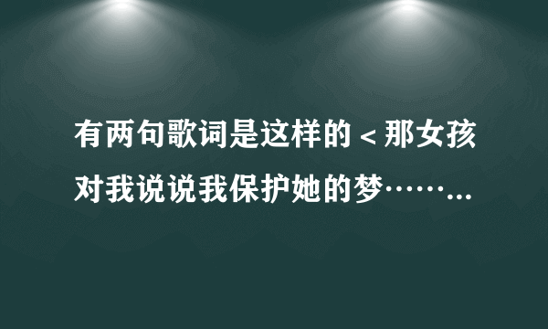 有两句歌词是这样的＜那女孩对我说说我保护她的梦……＞是什么歌如题 谢谢了