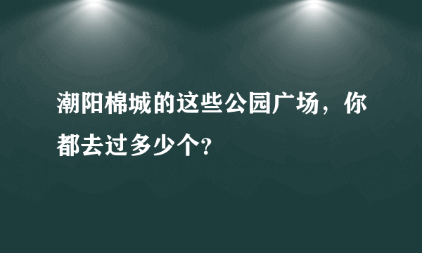 潮阳棉城的这些公园广场，你都去过多少个？