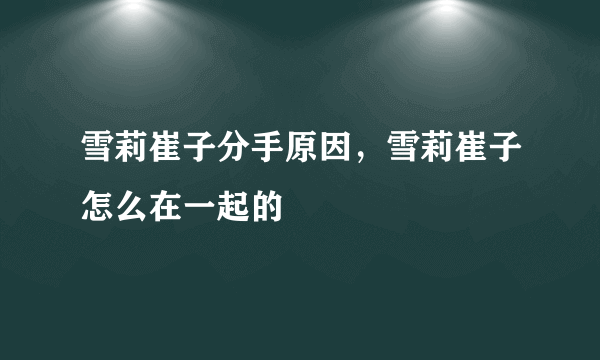 雪莉崔子分手原因，雪莉崔子怎么在一起的