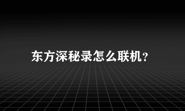 东方深秘录怎么联机？