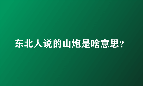 东北人说的山炮是啥意思？