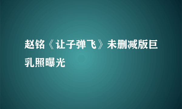 赵铭《让子弹飞》未删减版巨乳照曝光