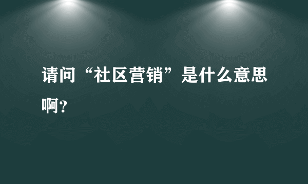 请问“社区营销”是什么意思啊？