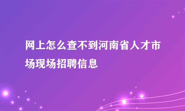 网上怎么查不到河南省人才市场现场招聘信息