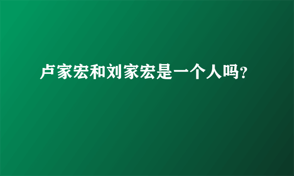 卢家宏和刘家宏是一个人吗？