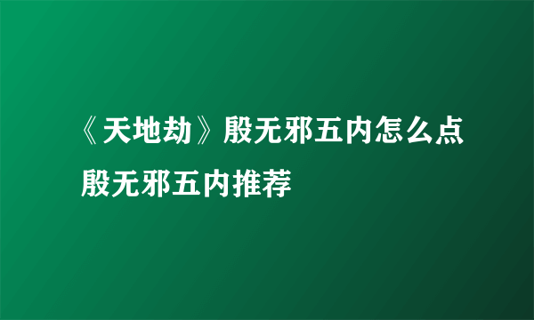 《天地劫》殷无邪五内怎么点 殷无邪五内推荐