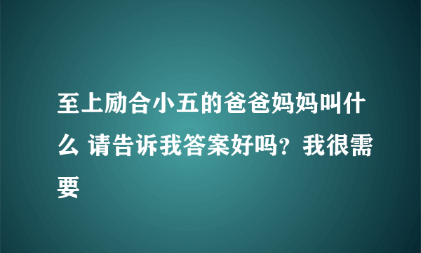 至上励合小五的爸爸妈妈叫什么 请告诉我答案好吗？我很需要