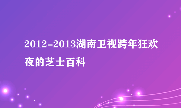 2012-2013湖南卫视跨年狂欢夜的芝士百科