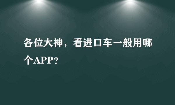 各位大神，看进口车一般用哪个APP？