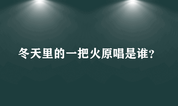 冬天里的一把火原唱是谁？