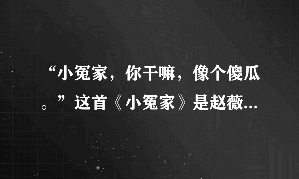 “小冤家，你干嘛，像个傻瓜。”这首《小冤家》是赵薇在哪部电视剧中演唱的歌曲？