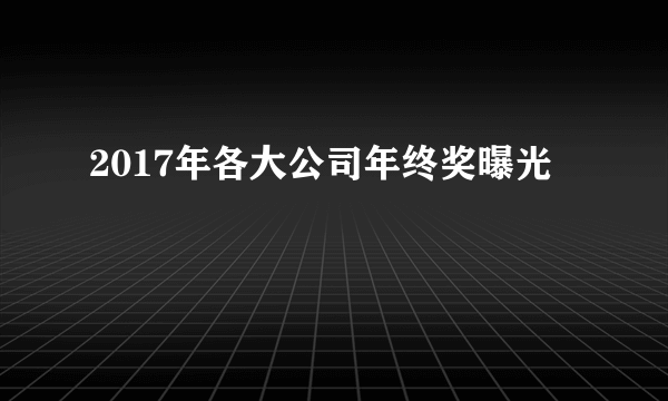 2017年各大公司年终奖曝光