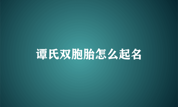 谭氏双胞胎怎么起名