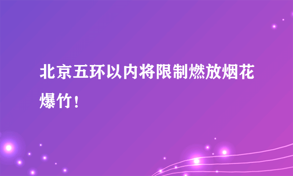 北京五环以内将限制燃放烟花爆竹！