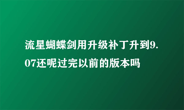 流星蝴蝶剑用升级补丁升到9.07还呢过完以前的版本吗