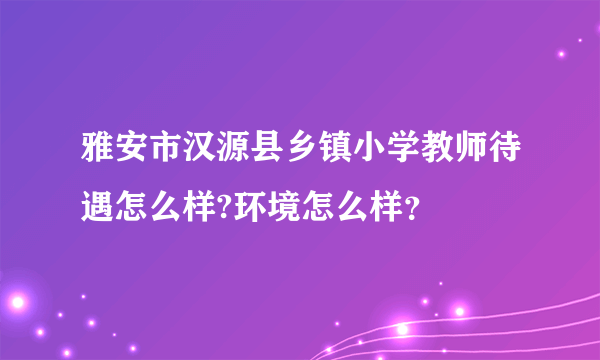 雅安市汉源县乡镇小学教师待遇怎么样?环境怎么样？