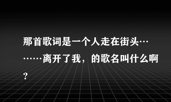 那首歌词是一个人走在街头………离开了我，的歌名叫什么啊？