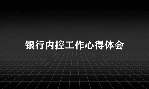 银行内控工作心得体会