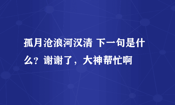 孤月沧浪河汉清 下一句是什么？谢谢了，大神帮忙啊