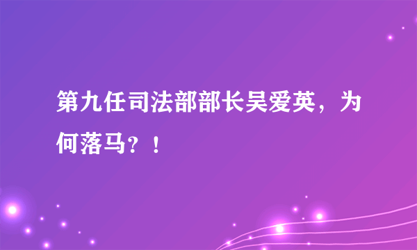 第九任司法部部长吴爱英，为何落马？！