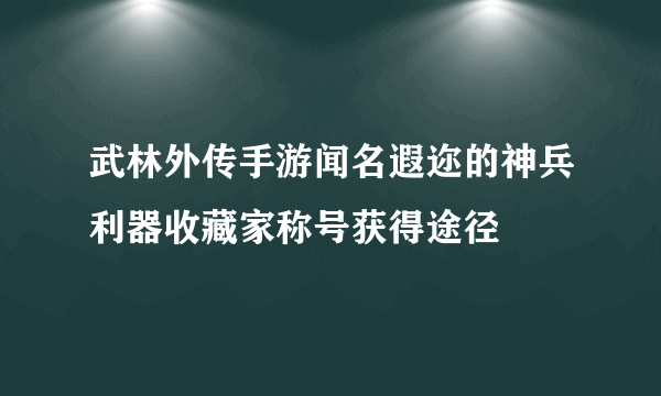 武林外传手游闻名遐迩的神兵利器收藏家称号获得途径