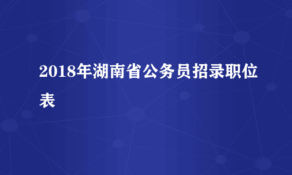 2018年湖南省公务员招录职位表