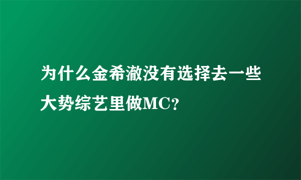 为什么金希澈没有选择去一些大势综艺里做MC？