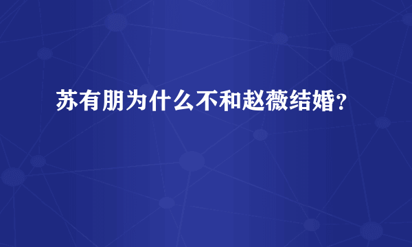 苏有朋为什么不和赵薇结婚？