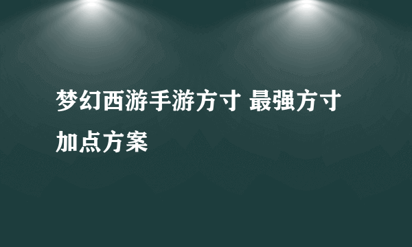 梦幻西游手游方寸 最强方寸加点方案