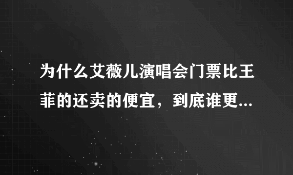 为什么艾薇儿演唱会门票比王菲的还卖的便宜，到底谁更出名、更有影响力。