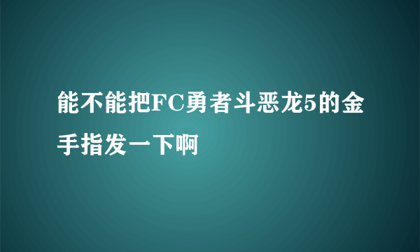 能不能把FC勇者斗恶龙5的金手指发一下啊