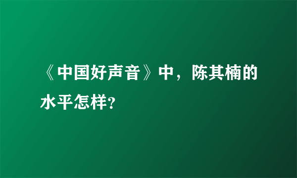 《中国好声音》中，陈其楠的水平怎样？