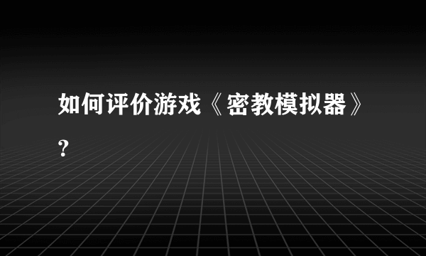 如何评价游戏《密教模拟器》？