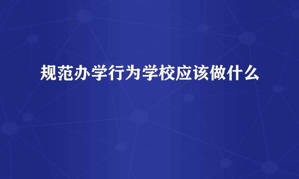 规范办学行为学校应该做什么