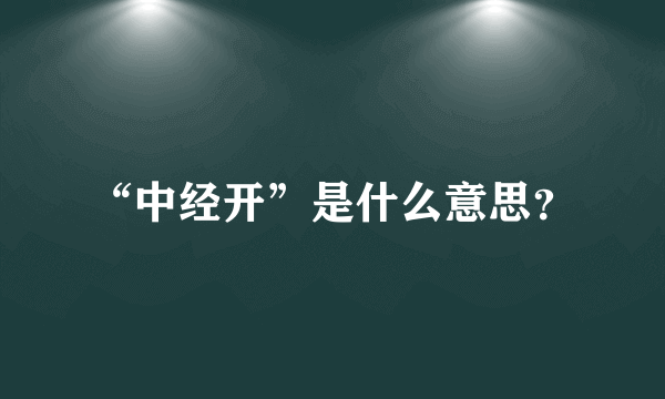 “中经开”是什么意思？